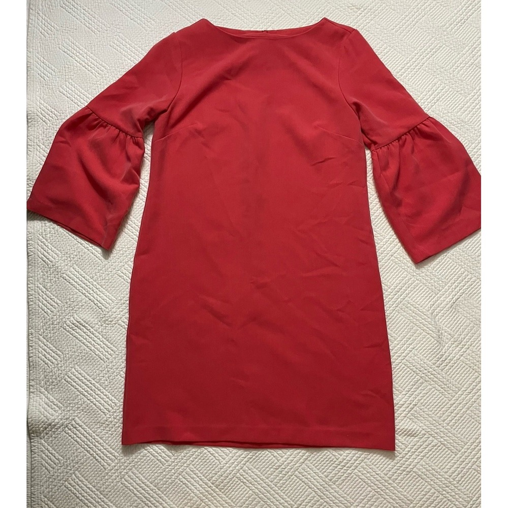 Banana Republic Women's Coral Shift Dress Long Pleated Bell Sleeve Sz 8 Office